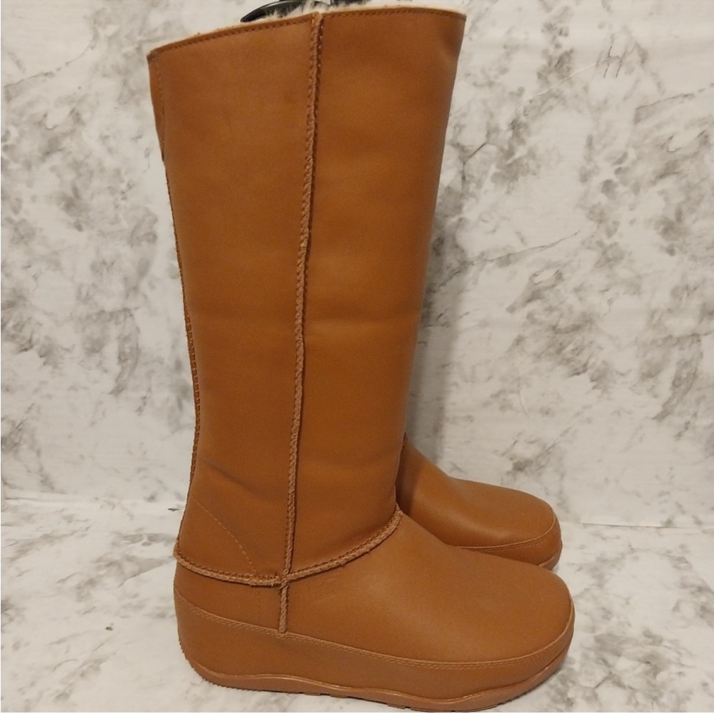 Like New Shearling Camel fitflop superboot leather boots 7